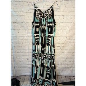 Women's Roz & Ali Abstract Print Maxi Spaghetti Strap Dress. SZ 12.